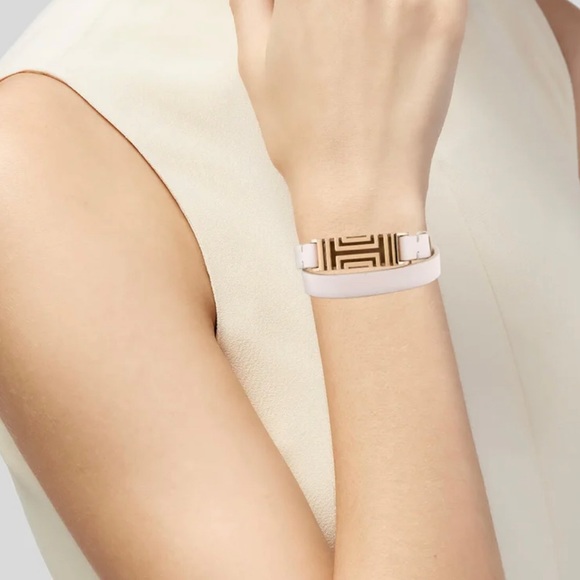 Tori Burch x Fitbit double wrap bracket. Gold fitting with neutral leather band. - Picture 2 of 7